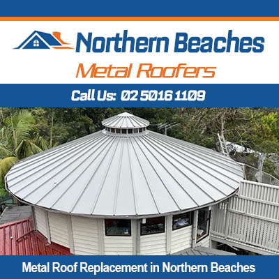 White corrugated metal roof on round gazebo structure in Northern Beaches Sydney