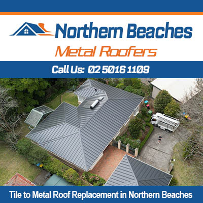 Aerial view of grey metal roof replacing tiles in Northern Beaches
